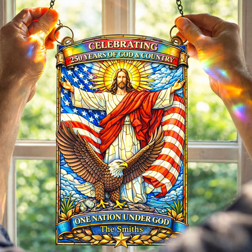 God Blessed America Gifts For Patriots - Personalized Window Hanging Acrylic Suncatcher