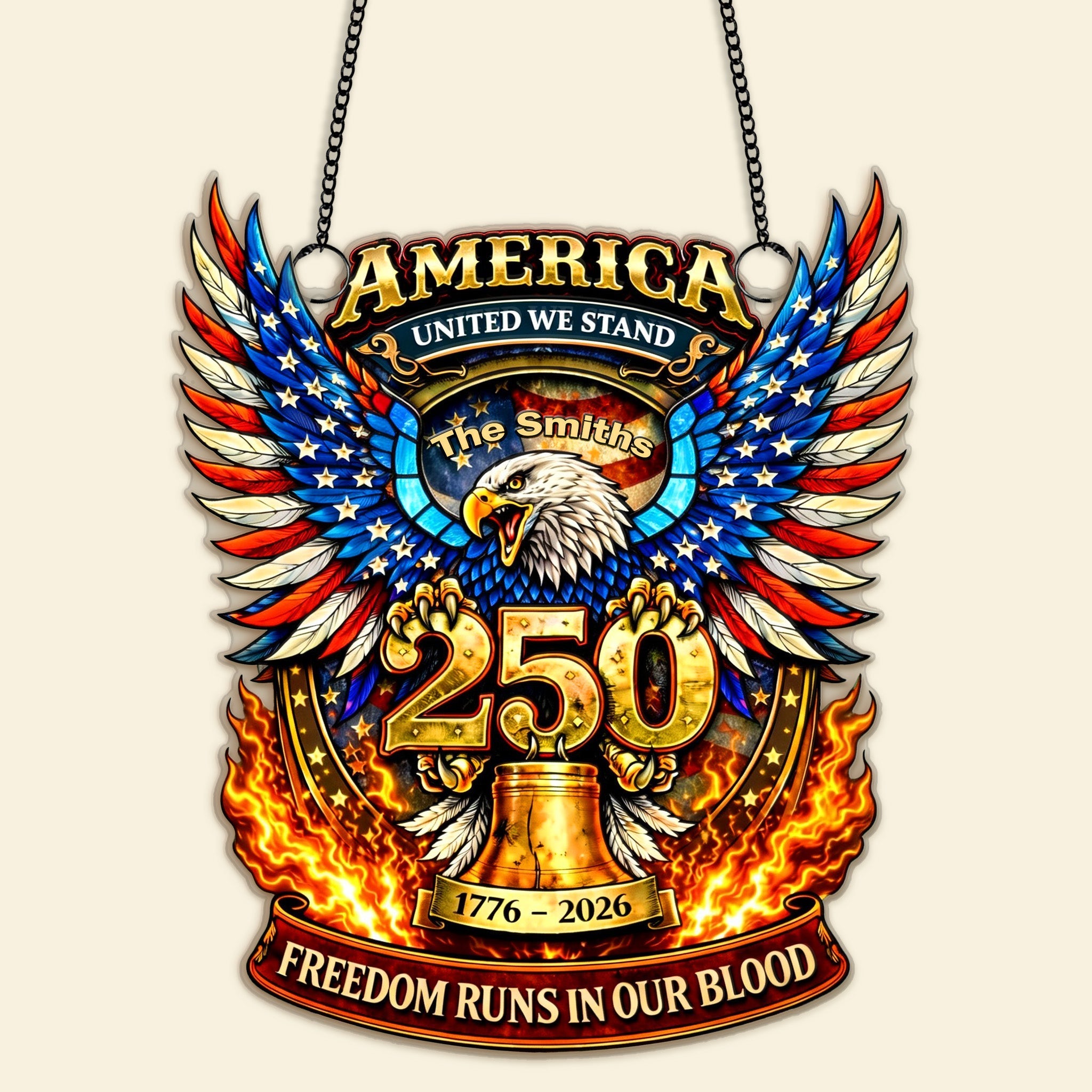 250 Years of Freedom Patriotic Gifts - Personalized Window Hanging Acrylic Suncatcher