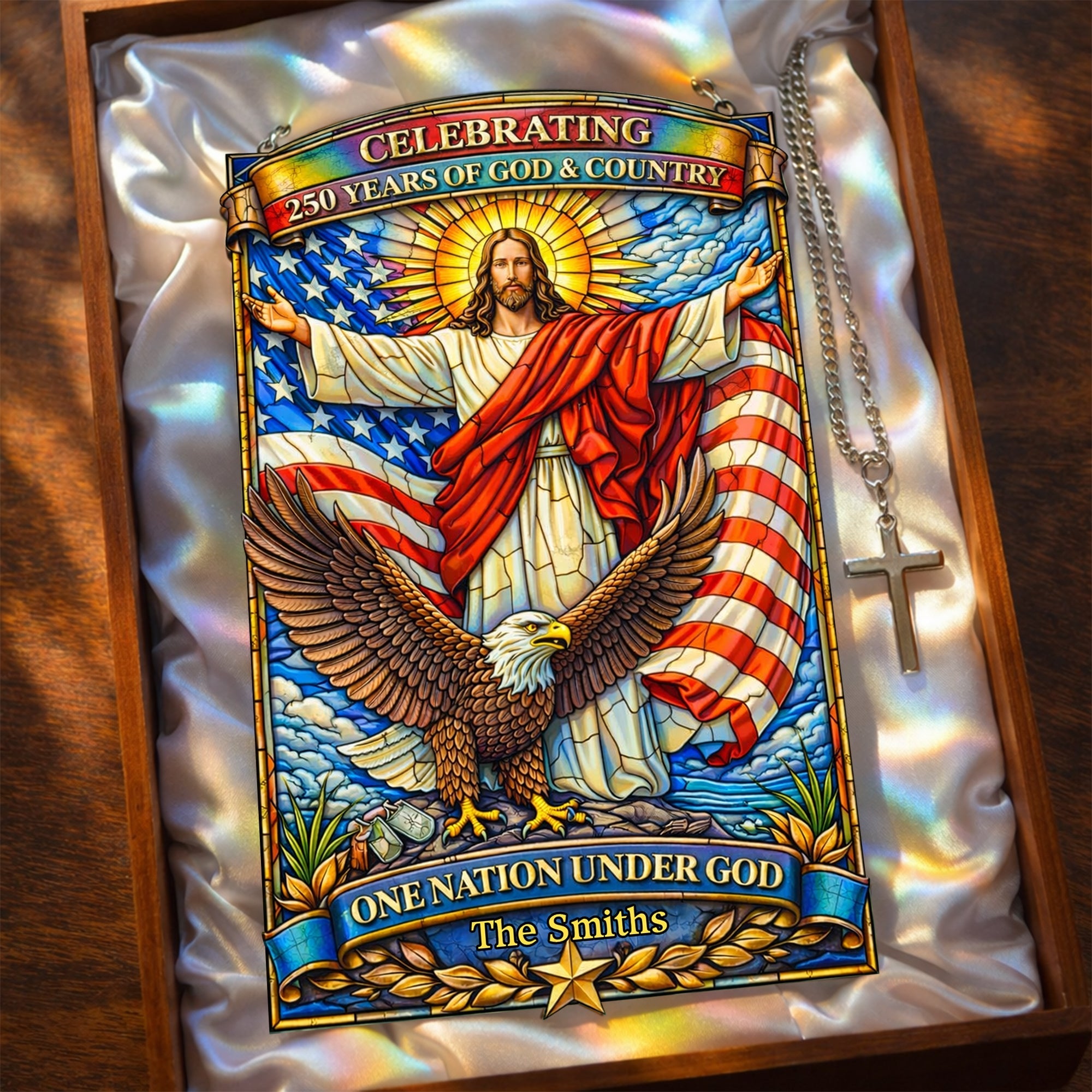 God Blessed America Gifts For Patriots - Personalized Window Hanging Acrylic Suncatcher