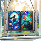 The Witch And Magic Book Halloween Gifts For Witch Lover - Personalized Window Hanging Acrylic Suncatcher
