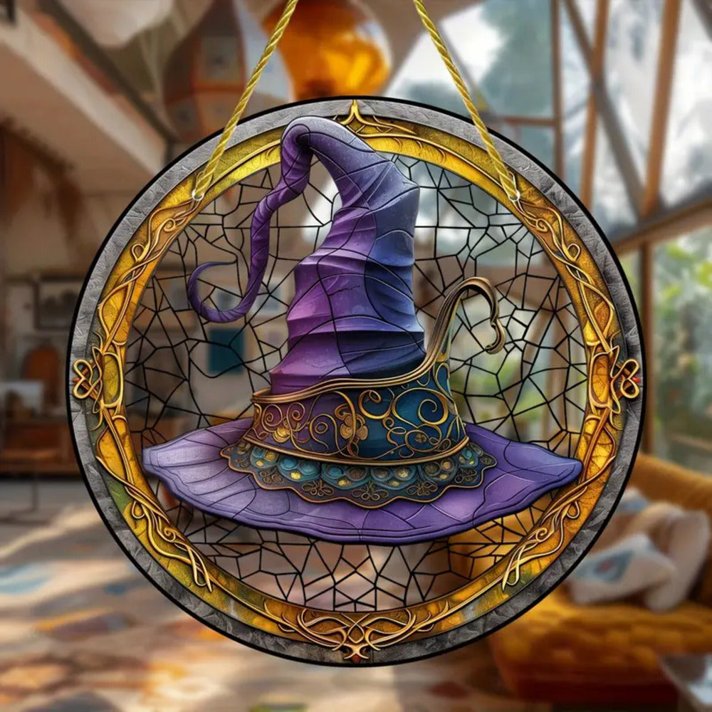 Magic Witch Hat Colorful Halloween Gift - Window Hanging Acrylic Suncatcher