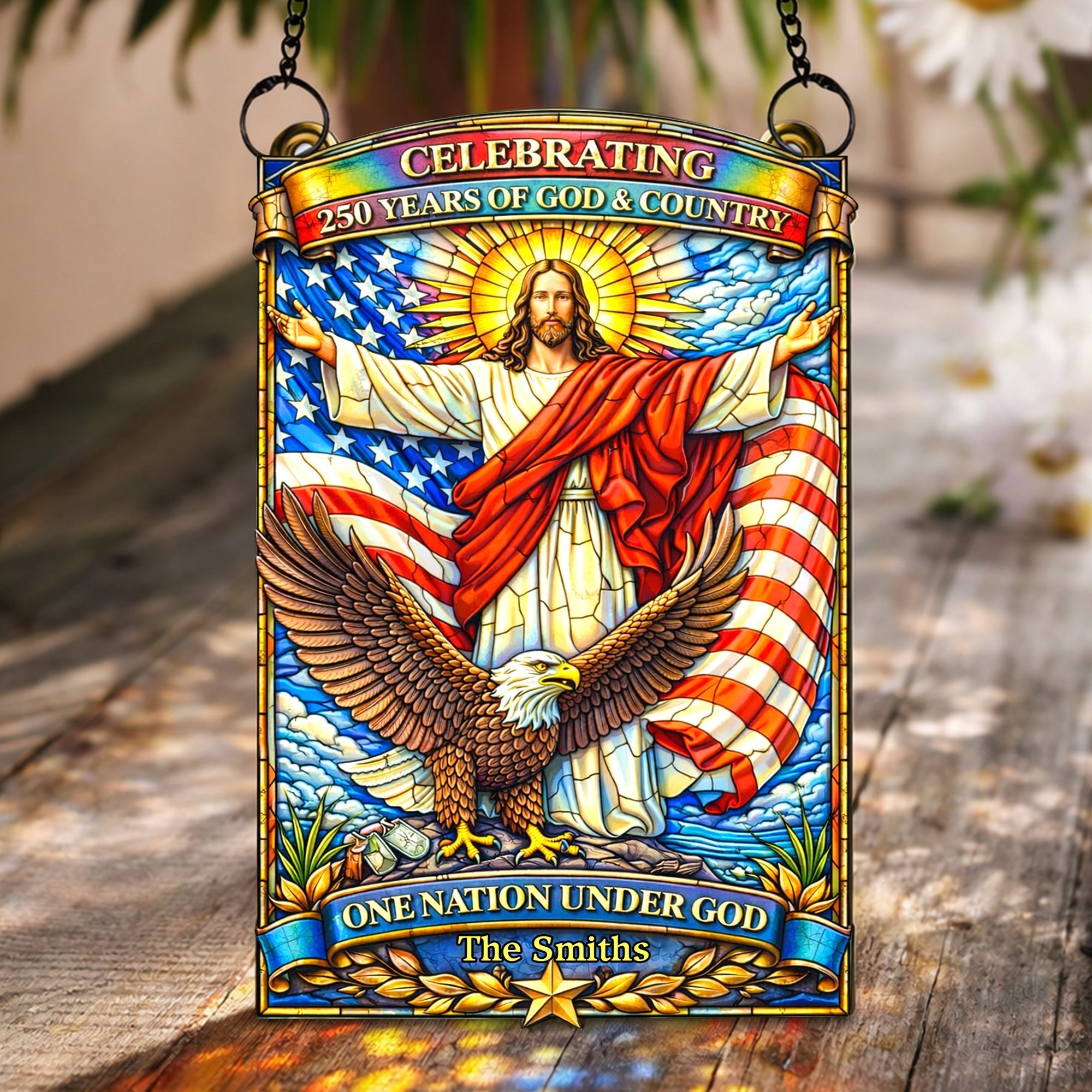 God Blessed America Gifts For Patriots - Personalized Window Hanging Acrylic Suncatcher